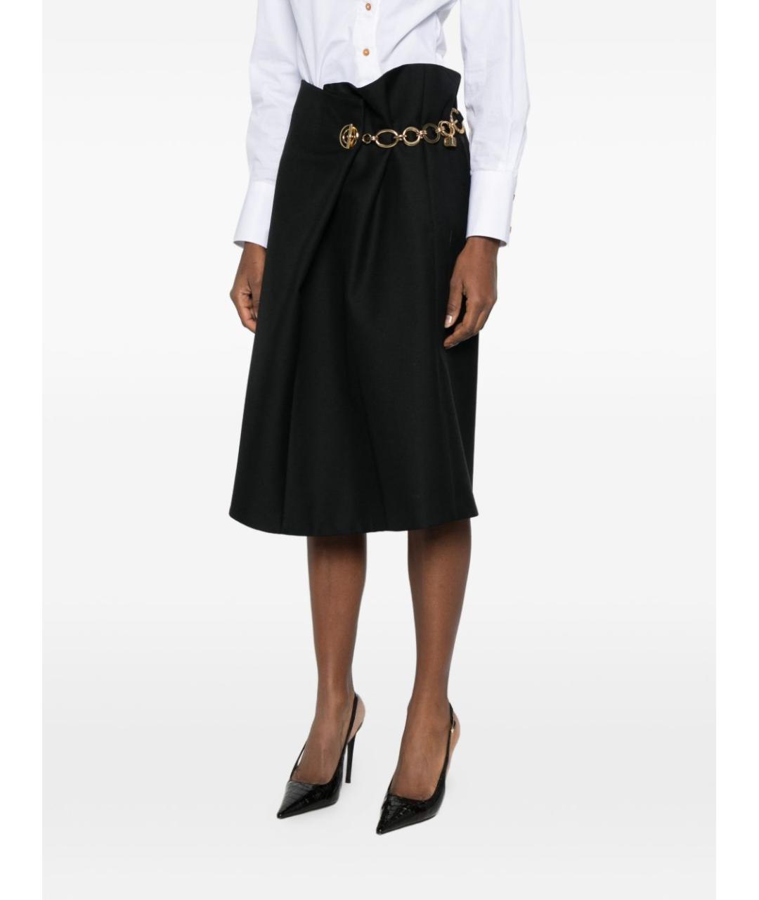 CELINE Черная шерстяная юбка миди, фото 2