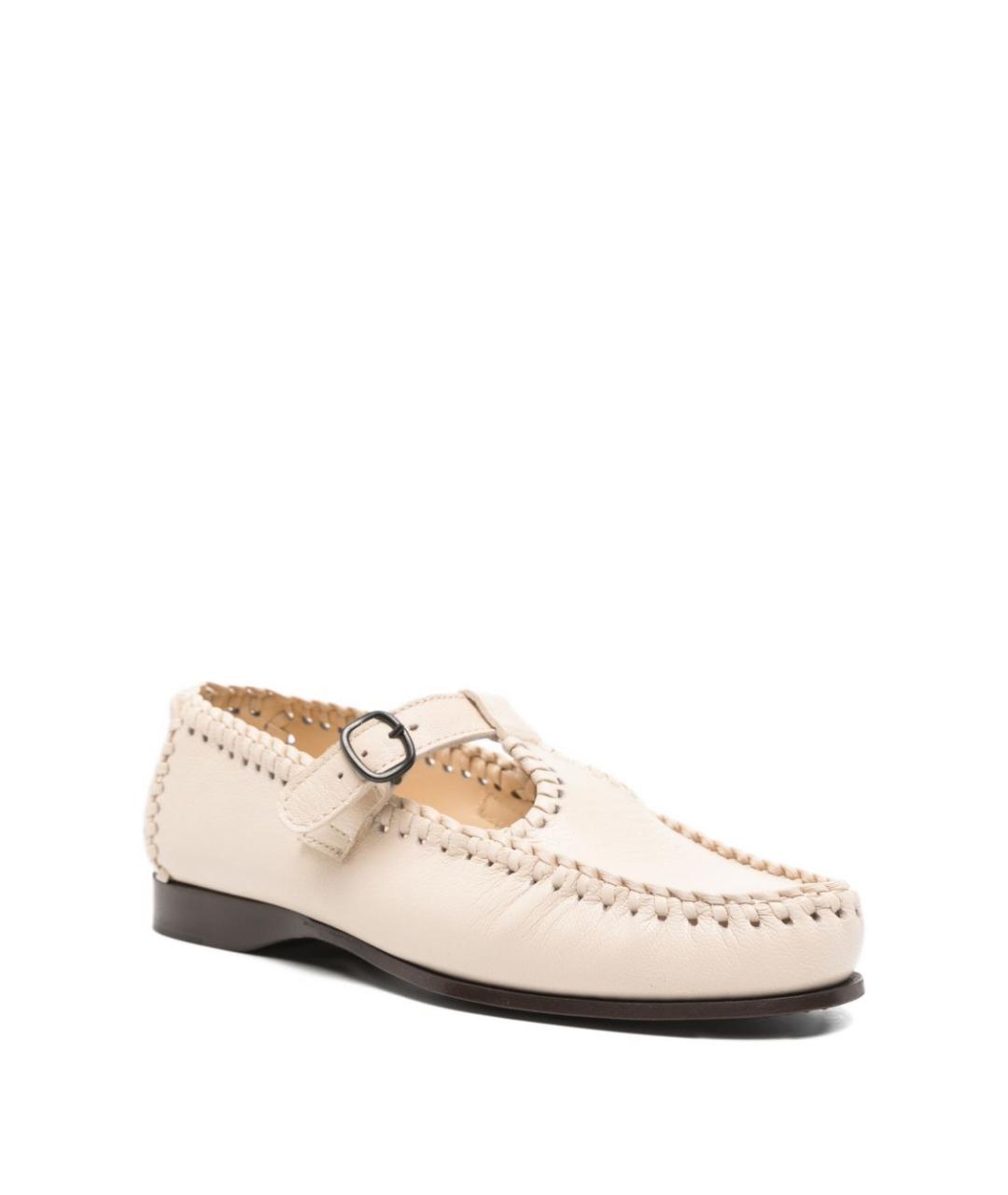 HEREU Бежевые кожаные мокасины, фото 4