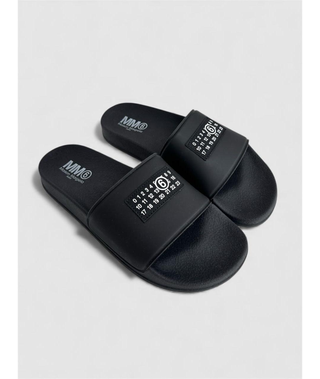 MM6 MAISON MARGIELA Черные резиновые шлепанцы, фото 2