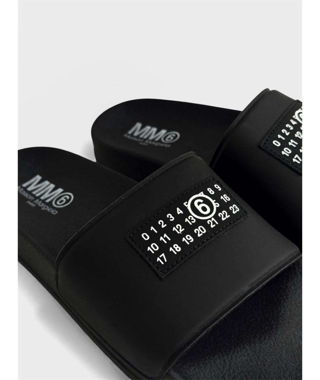 MM6 MAISON MARGIELA Черные резиновые шлепанцы, фото 4