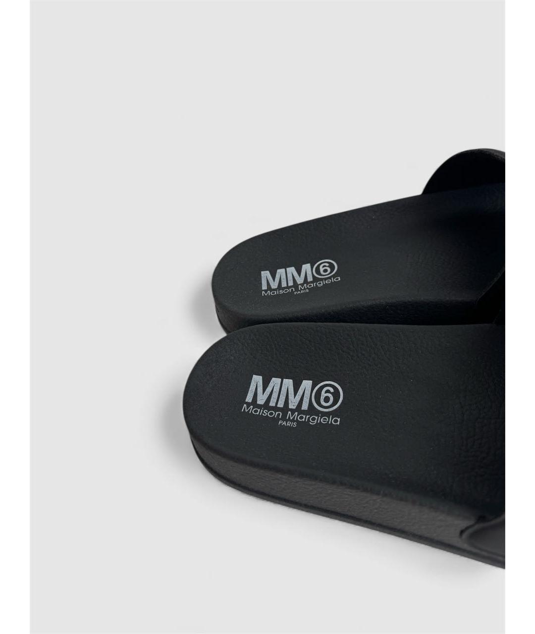 MM6 MAISON MARGIELA Черные резиновые шлепанцы, фото 5