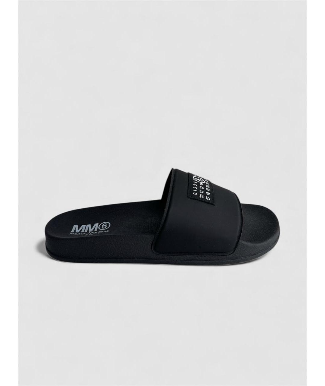 MM6 MAISON MARGIELA Черные резиновые шлепанцы, фото 6