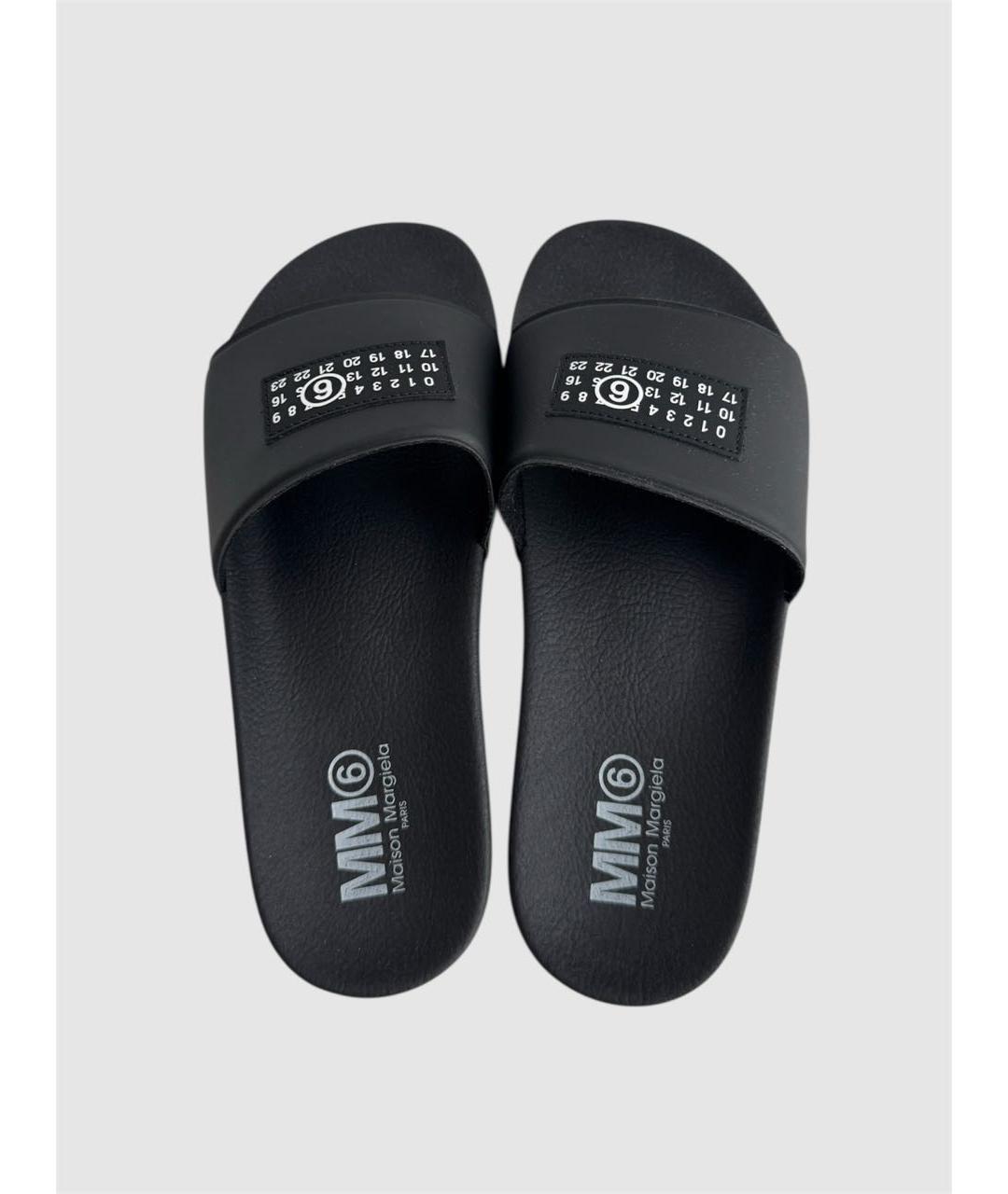 MM6 MAISON MARGIELA Черные резиновые шлепанцы, фото 3