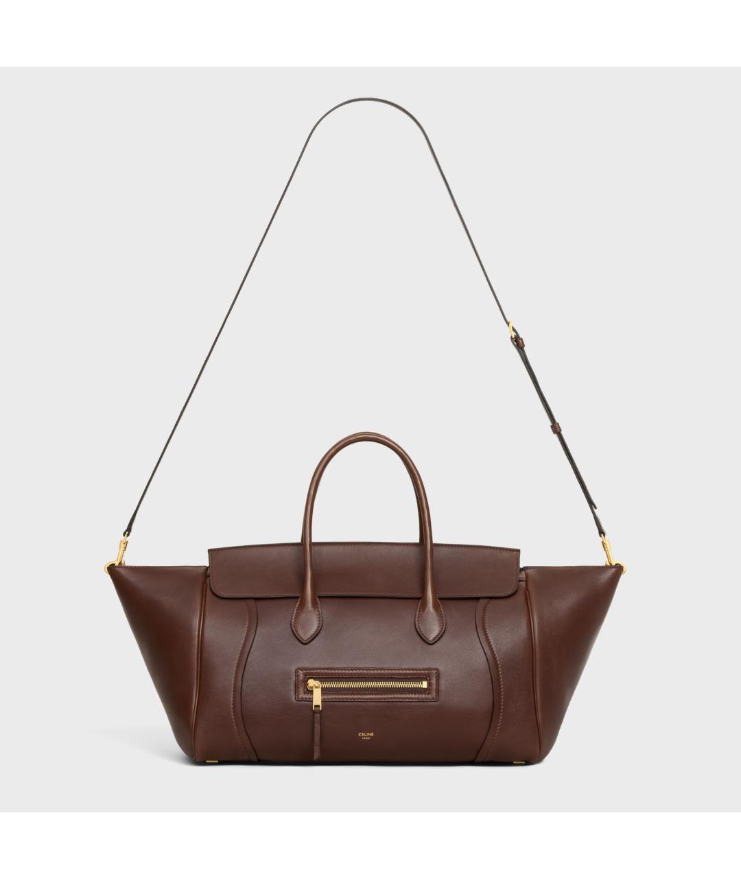 CELINE Коричневая кожаная сумка тоут, фото 6