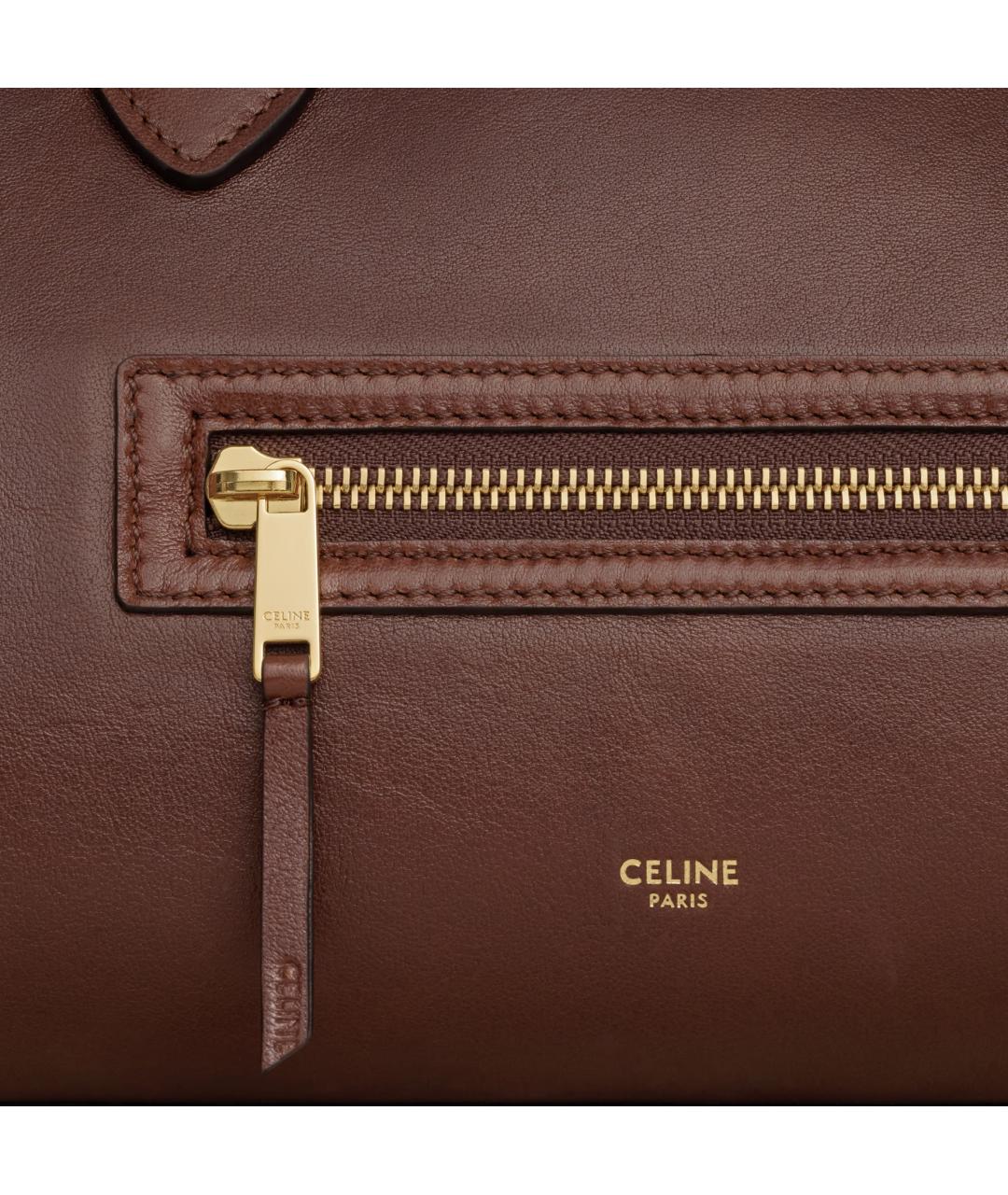 CELINE Коричневая кожаная сумка тоут, фото 5