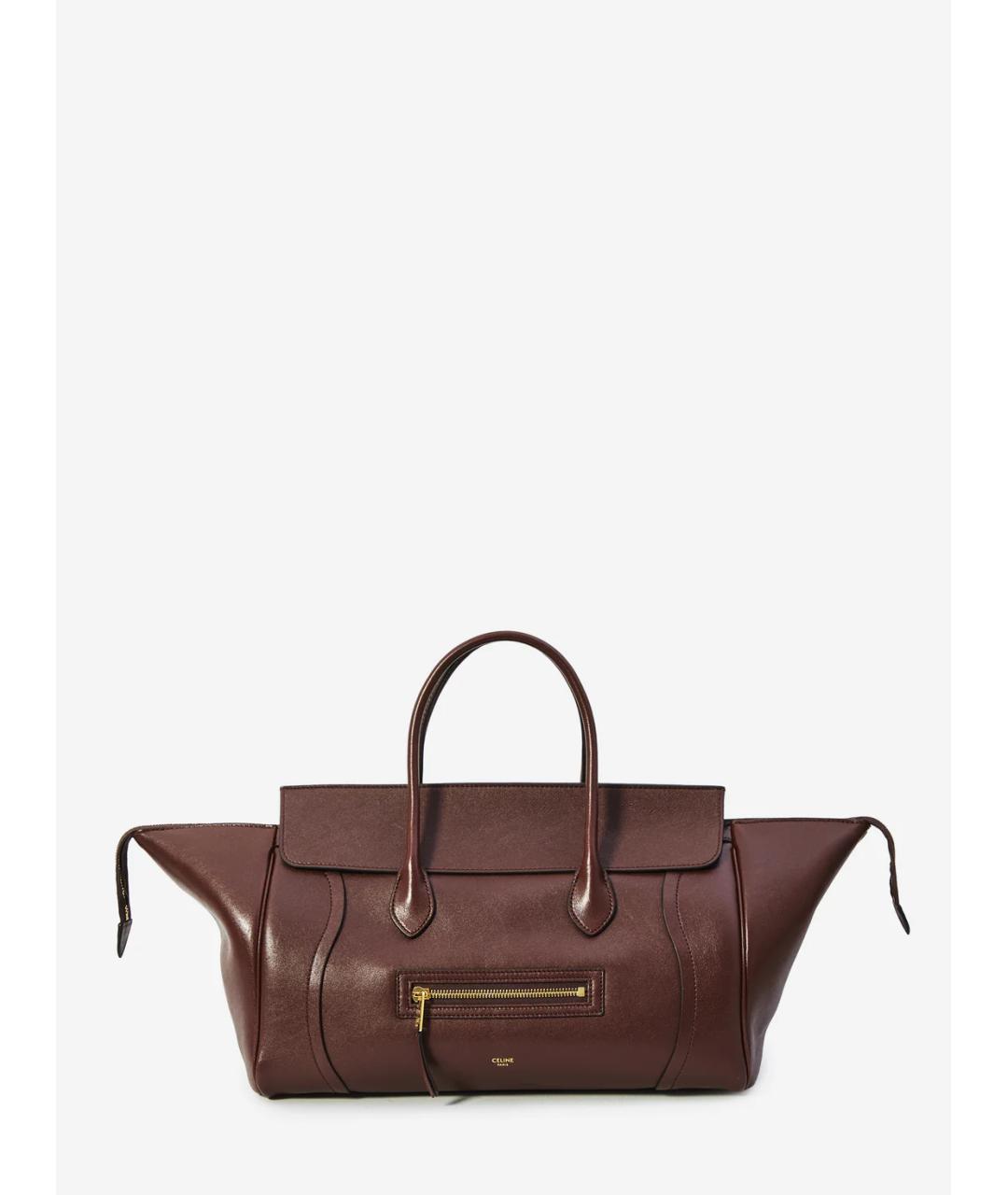 CELINE Коричневая кожаная сумка тоут, фото 9