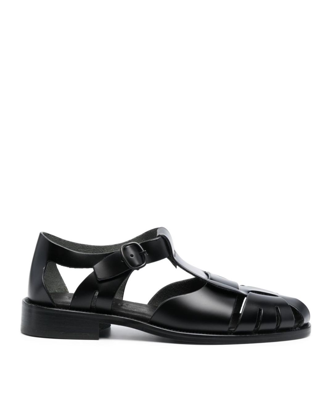HEREU Черные кожаные босоножки, фото 1