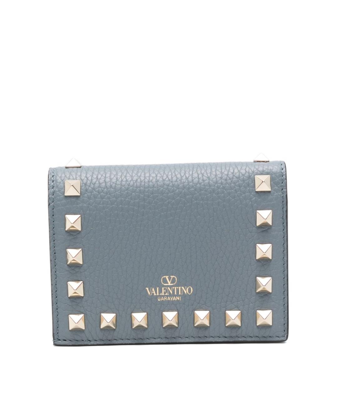 VALENTINO Серый кожаный кошелек, фото 3