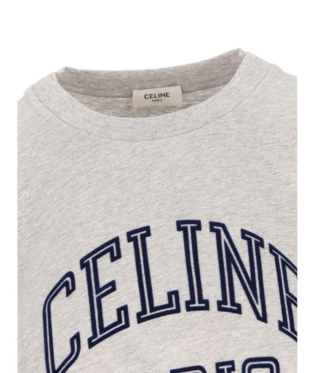 CELINE Серая хлопковая футболка, фото 4