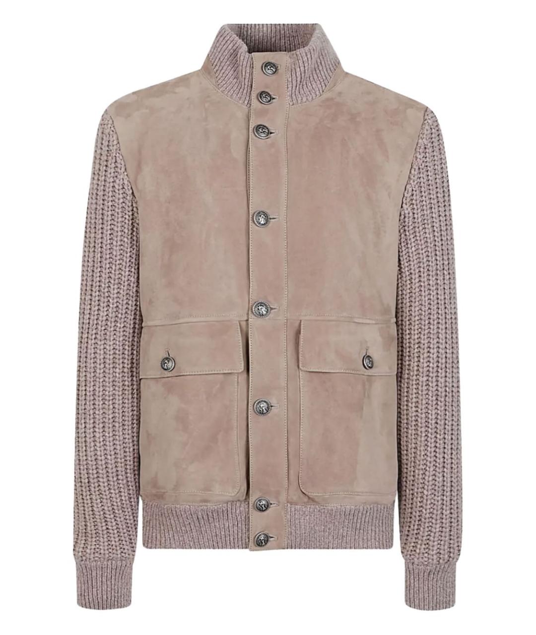 BRUNELLO CUCINELLI Бежевая кожаная куртка, фото 4