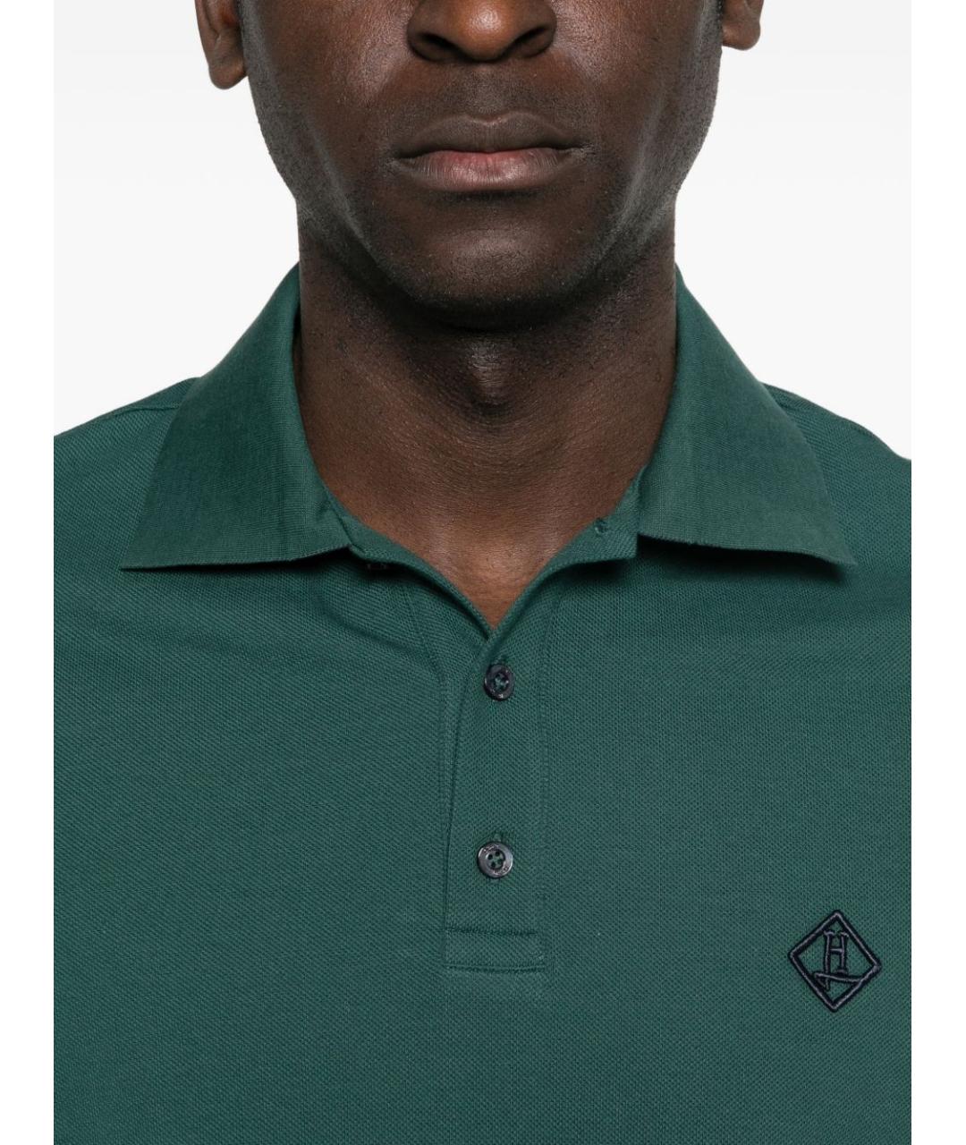 HERNO Зеленые хлопковое поло с коротким рукавом, фото 5