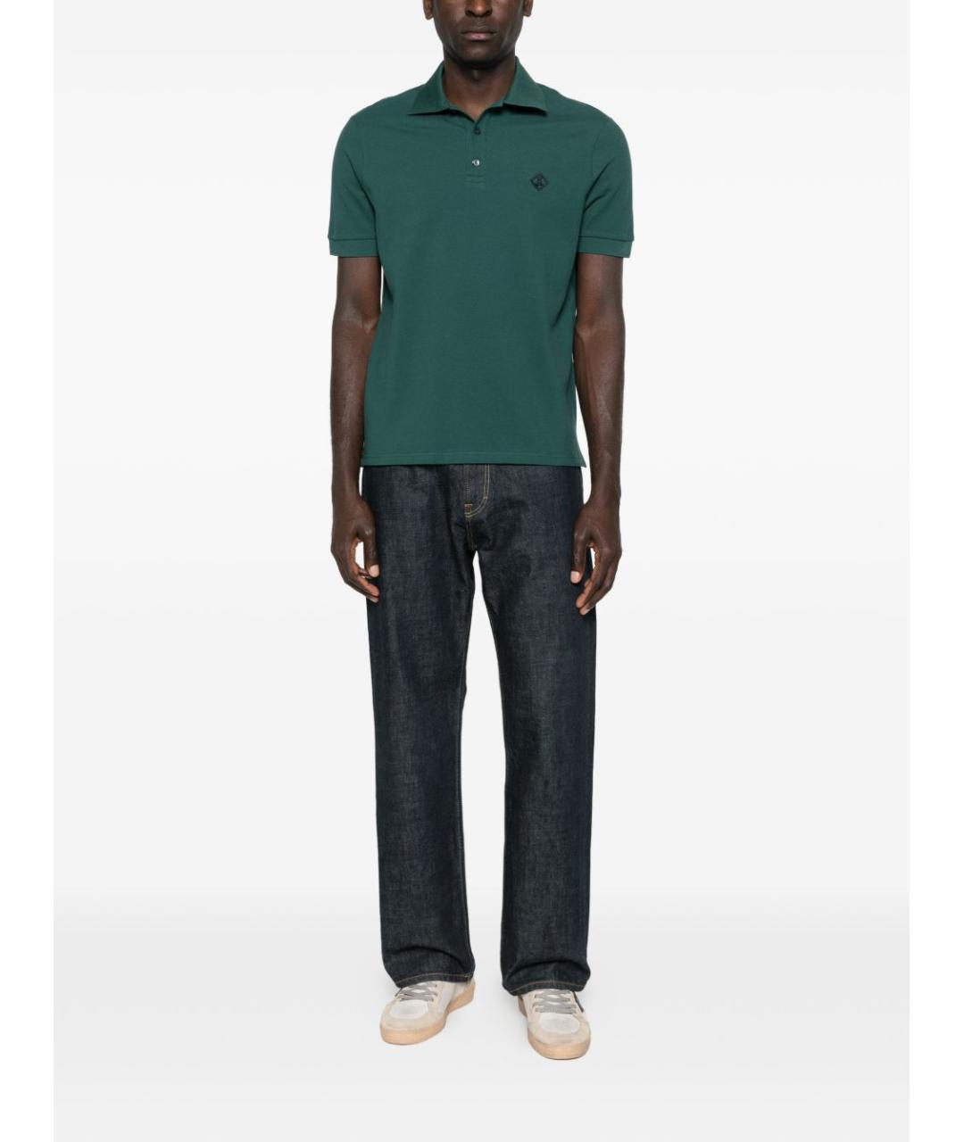 HERNO Зеленые хлопковое поло с коротким рукавом, фото 3