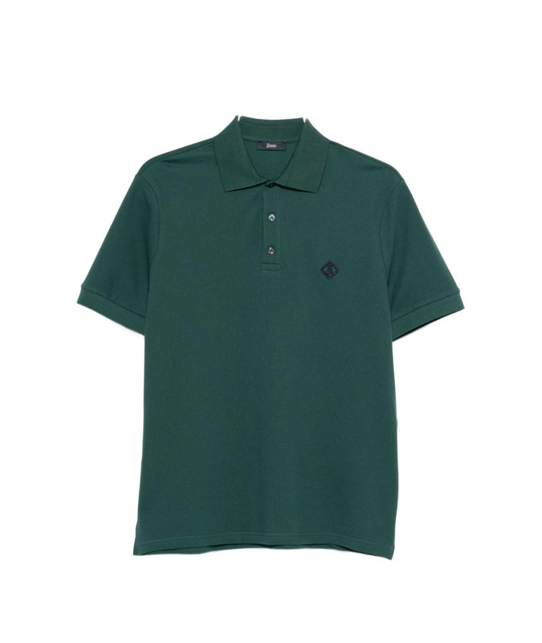HERNO Зеленые хлопковое поло с коротким рукавом, фото 1