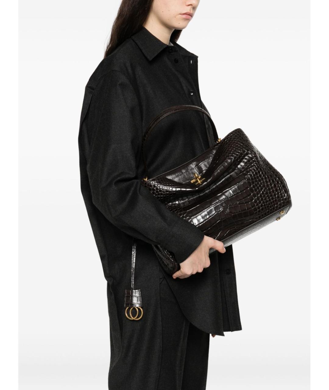 BALENCIAGA Коричневая кожаная сумка тоут, фото 2