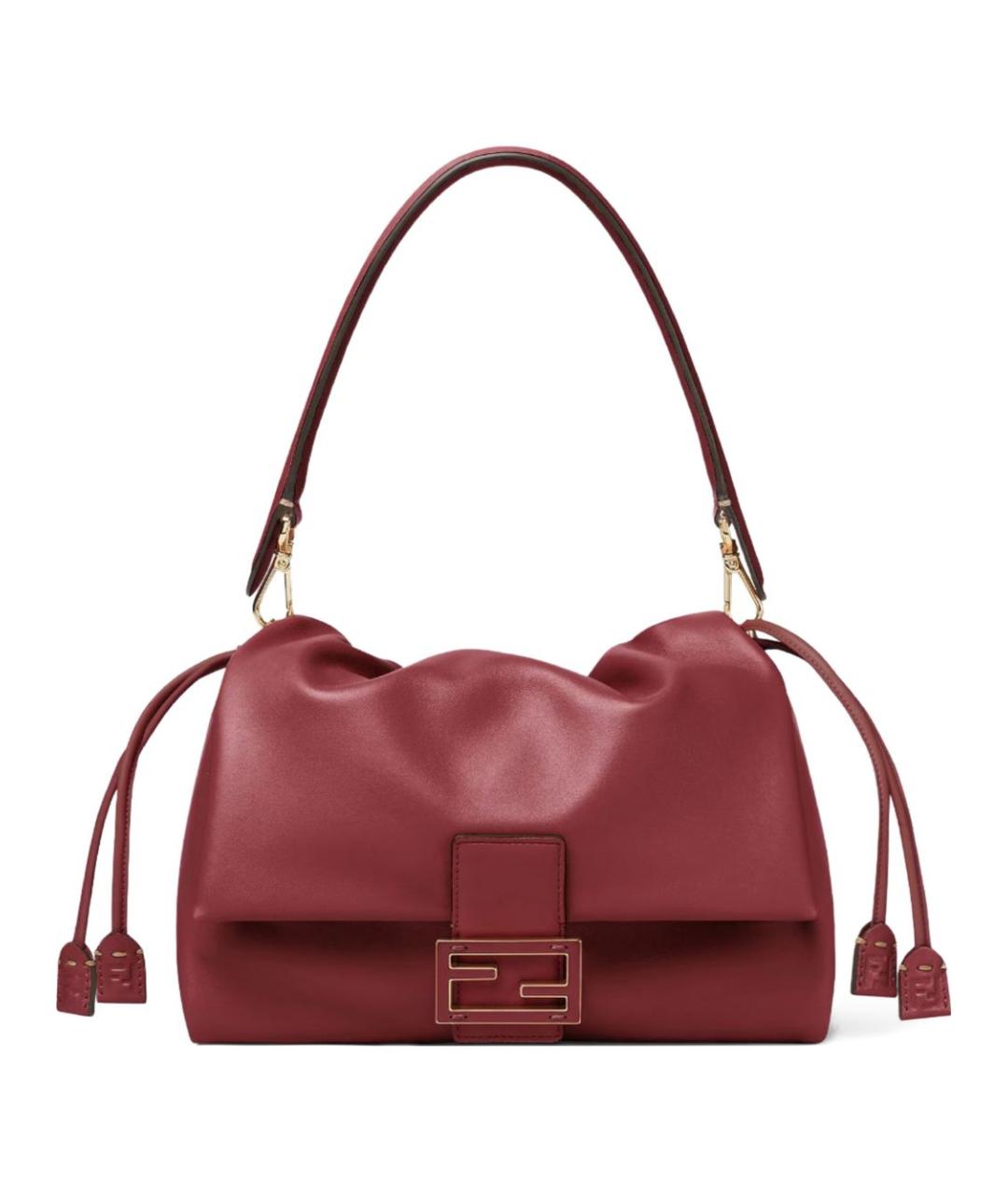 FENDI Бордовая кожаная сумка тоут, фото 1