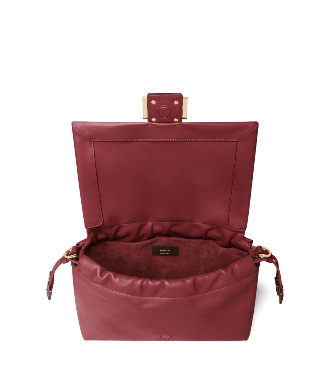 FENDI Бордовая кожаная сумка тоут, фото 5