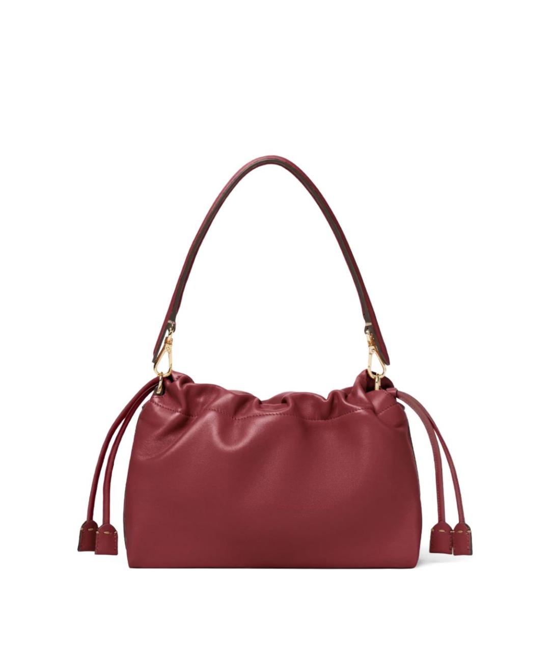 FENDI Бордовая кожаная сумка тоут, фото 2