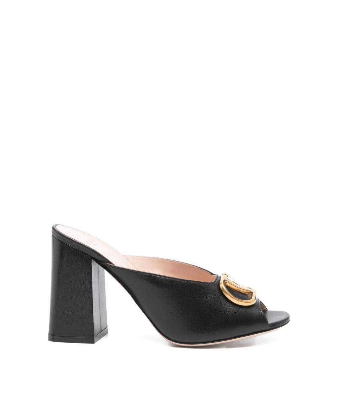 VALENTINO Черные кожаные мюли, фото 1