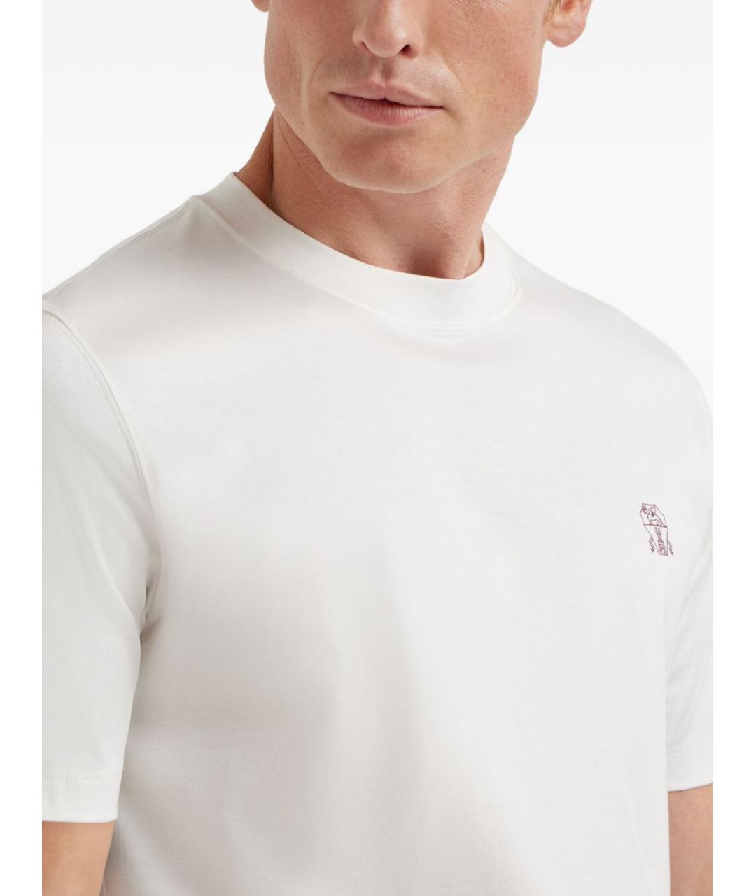 BRUNELLO CUCINELLI Белая хлопковая футболка, фото 2