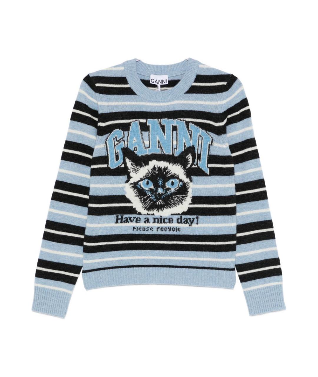 GANNI Голубой шерстяной джемпер / свитер, фото 1