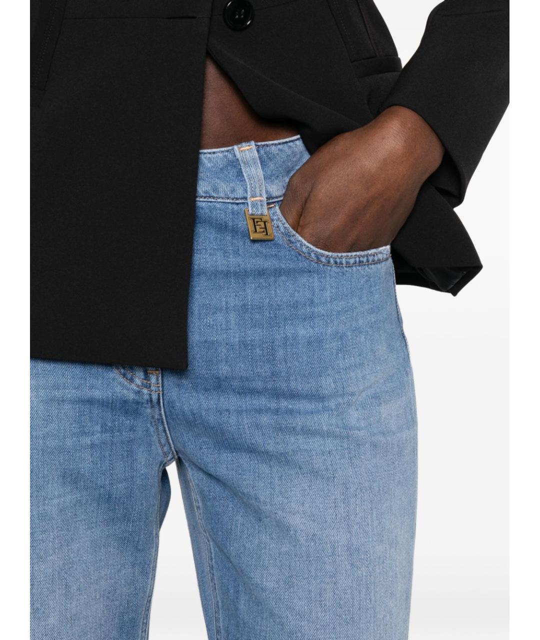 ELISABETTA FRANCHI Голубые прямые джинсы, фото 3