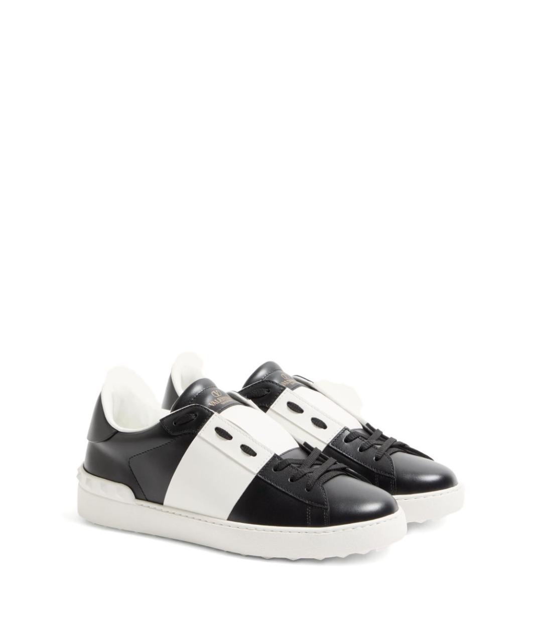 VALENTINO Черные кожаные низкие кроссовки / кеды, фото 5