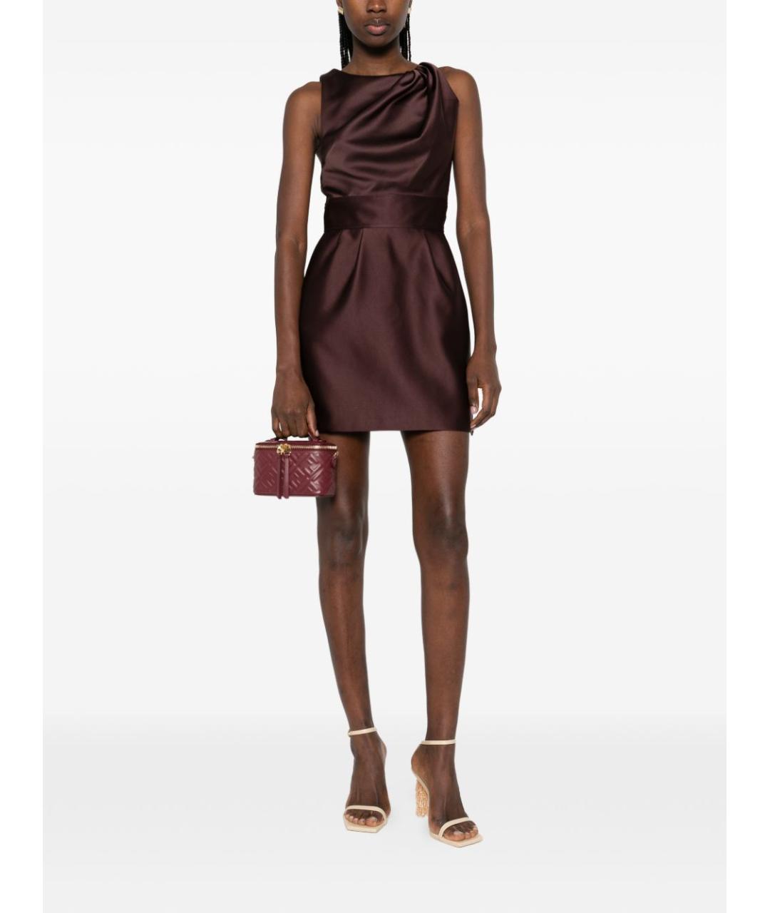 ELISABETTA FRANCHI Коричневое коктейльное платье, фото 2