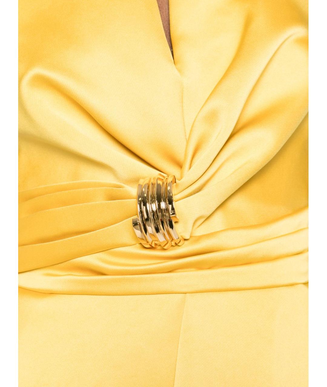 ELISABETTA FRANCHI Желтое полиэстеровое платье, фото 4
