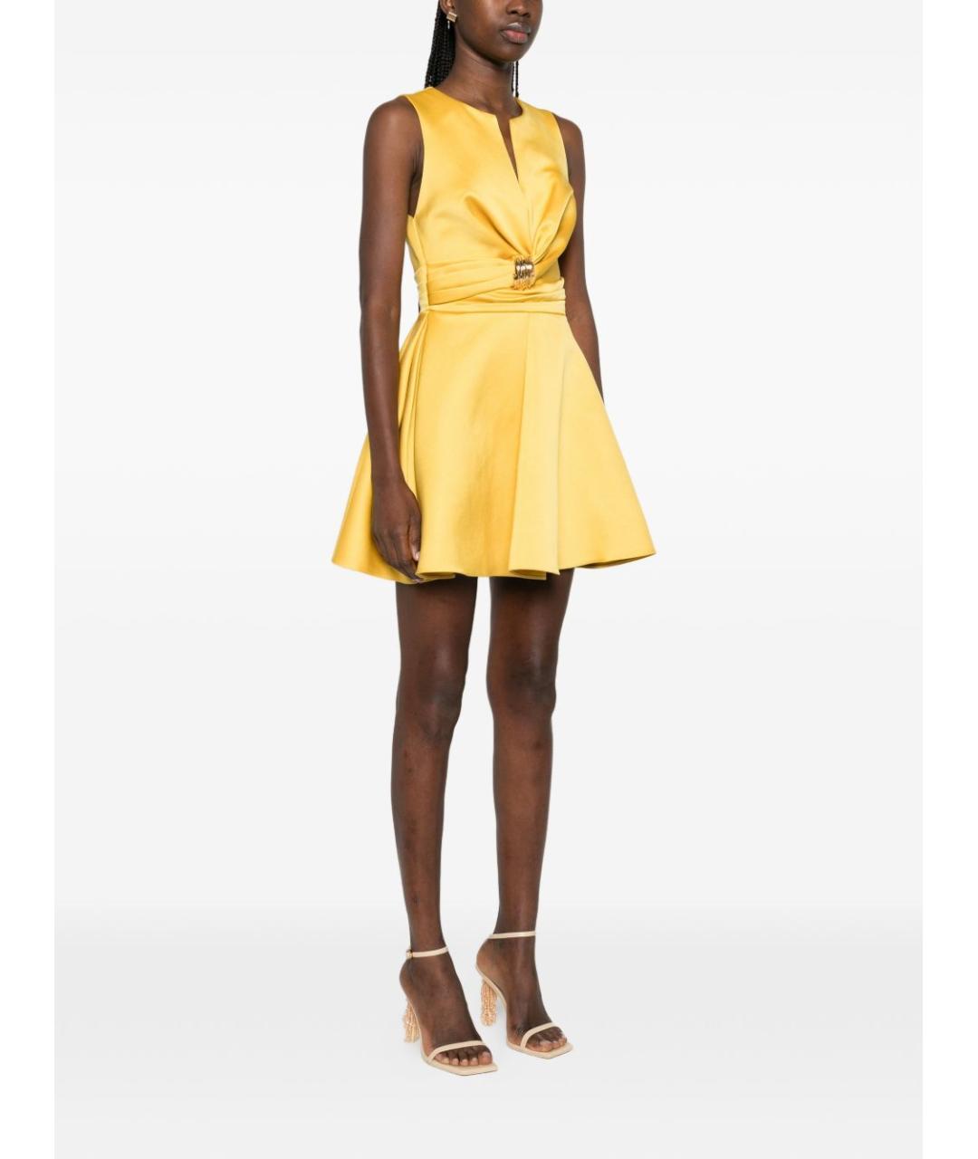 ELISABETTA FRANCHI Желтое полиэстеровое платье, фото 2