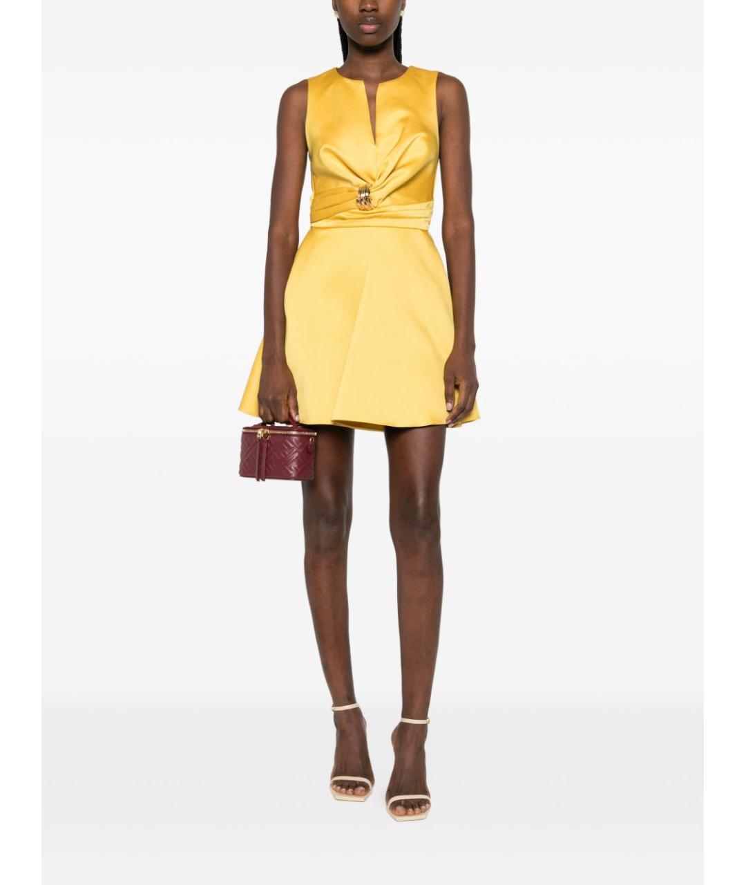 ELISABETTA FRANCHI Желтое полиэстеровое платье, фото 3