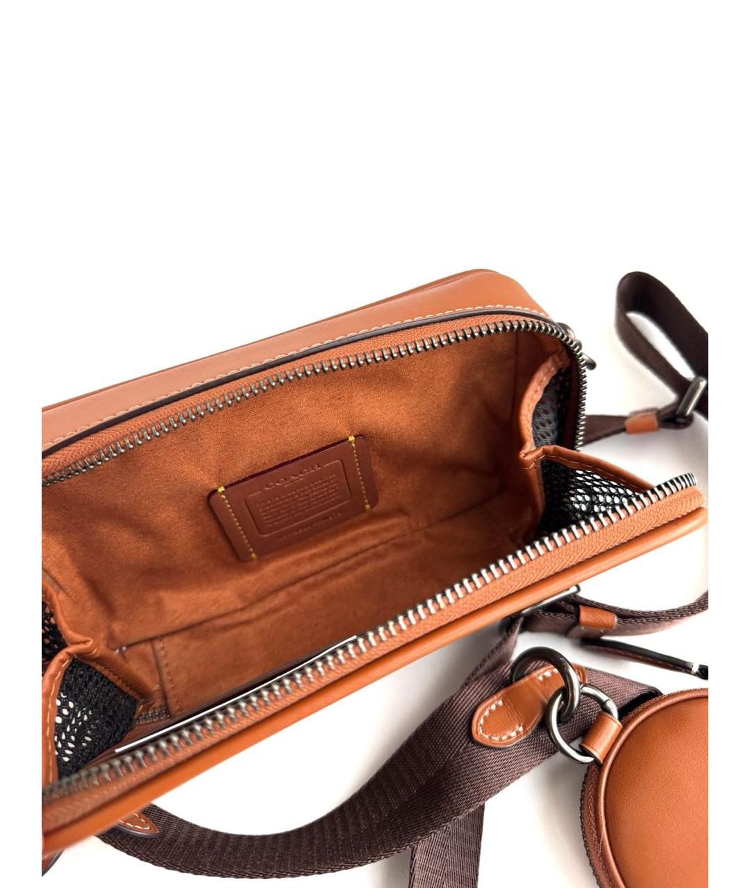 COACH Коричневая жаккардовая сумка на плечо, фото 6