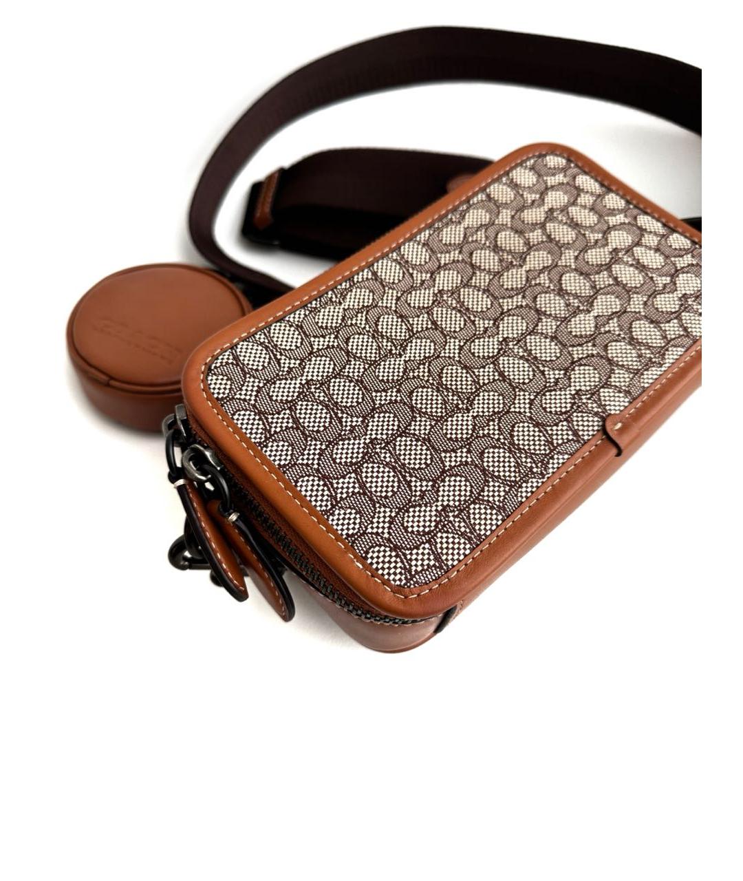 COACH Коричневая жаккардовая сумка на плечо, фото 5