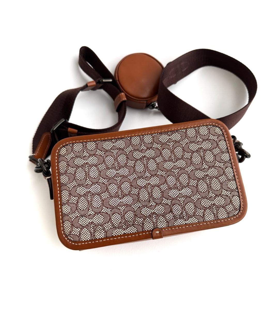 COACH Коричневая жаккардовая сумка на плечо, фото 8