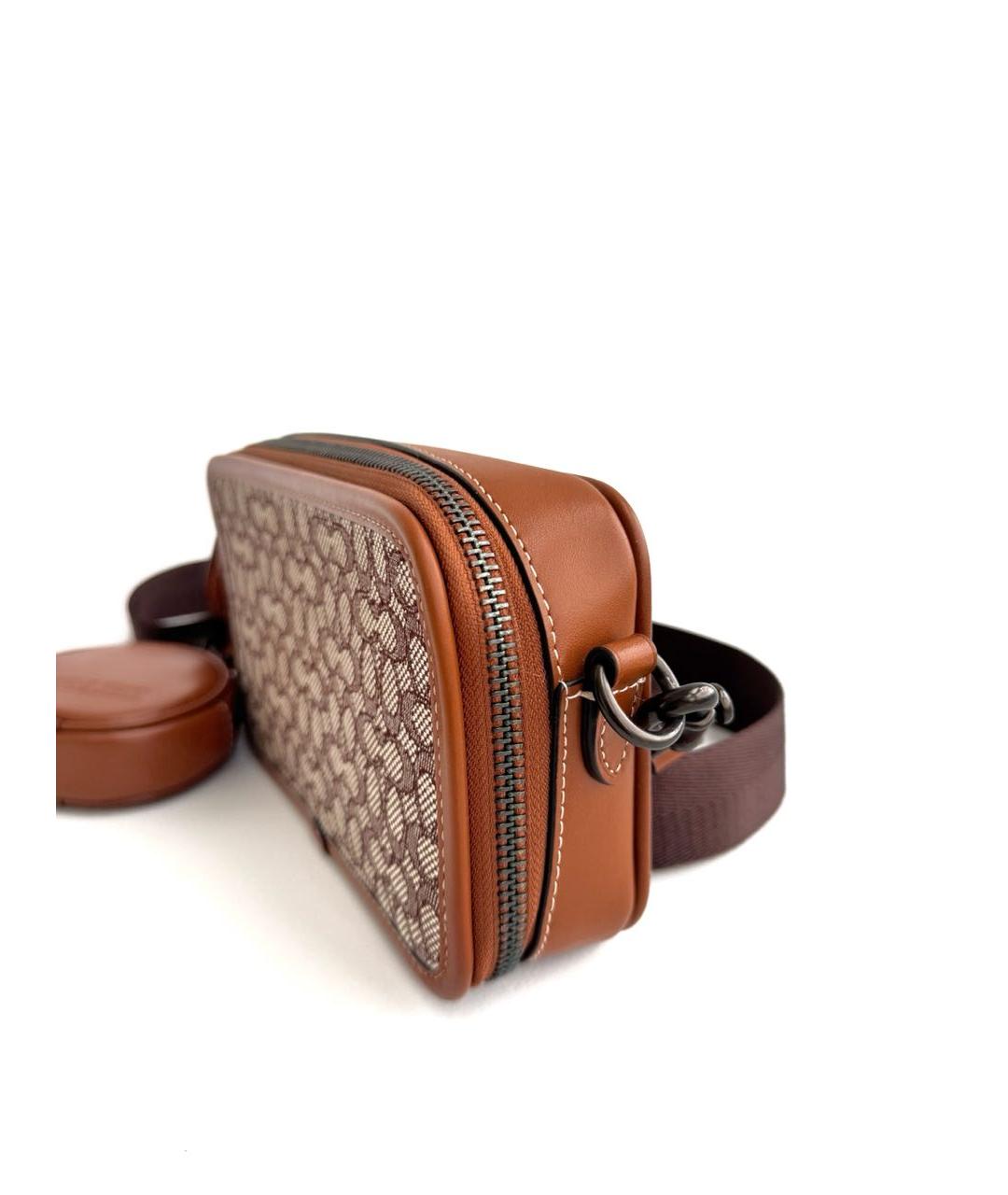 COACH Коричневая жаккардовая сумка на плечо, фото 4