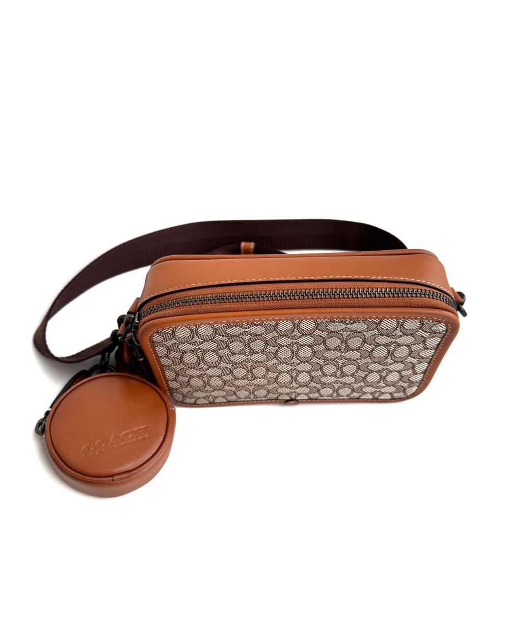 COACH Коричневая жаккардовая сумка на плечо, фото 2