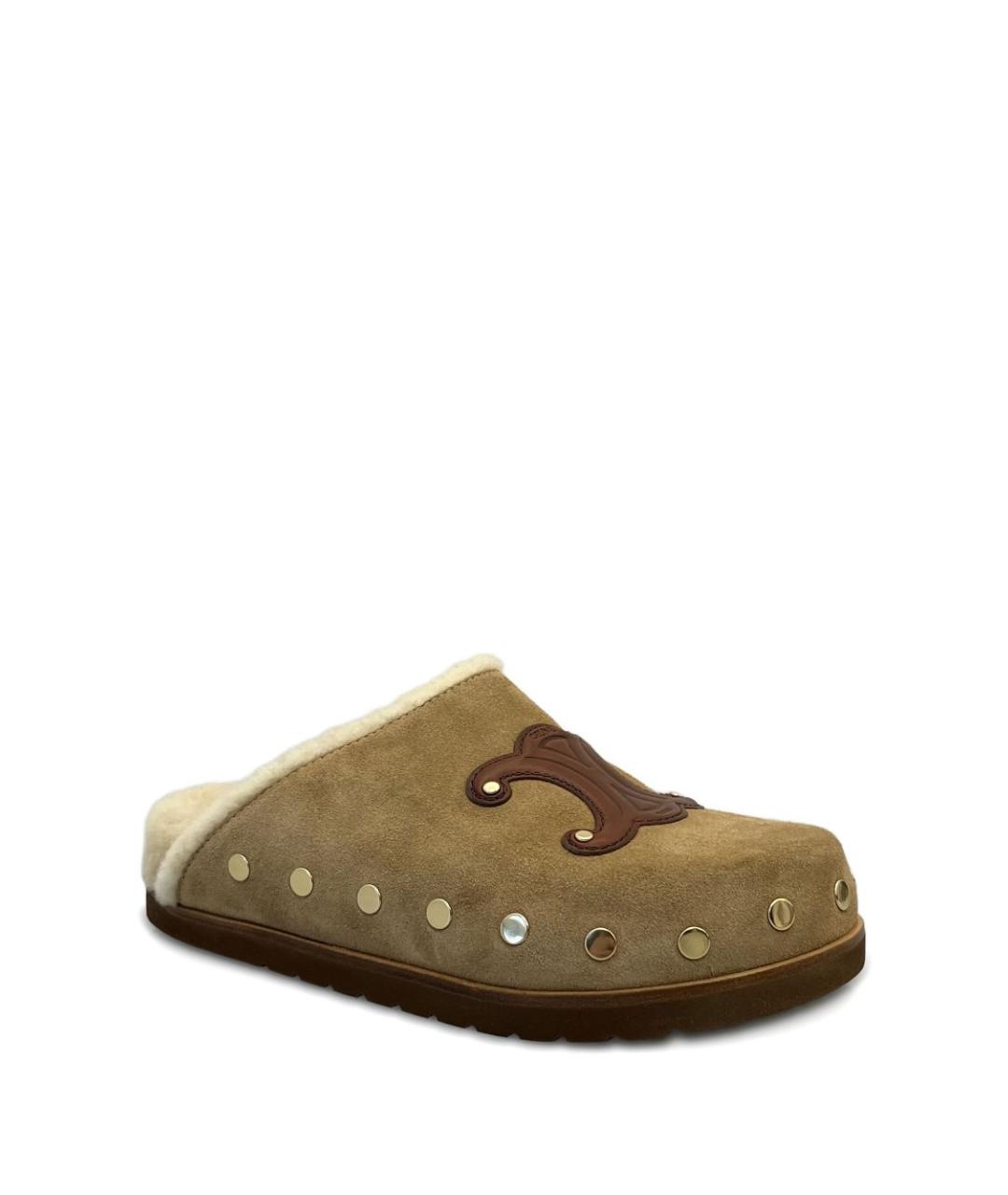 CELINE Бежевые замшевые мюли, фото 2