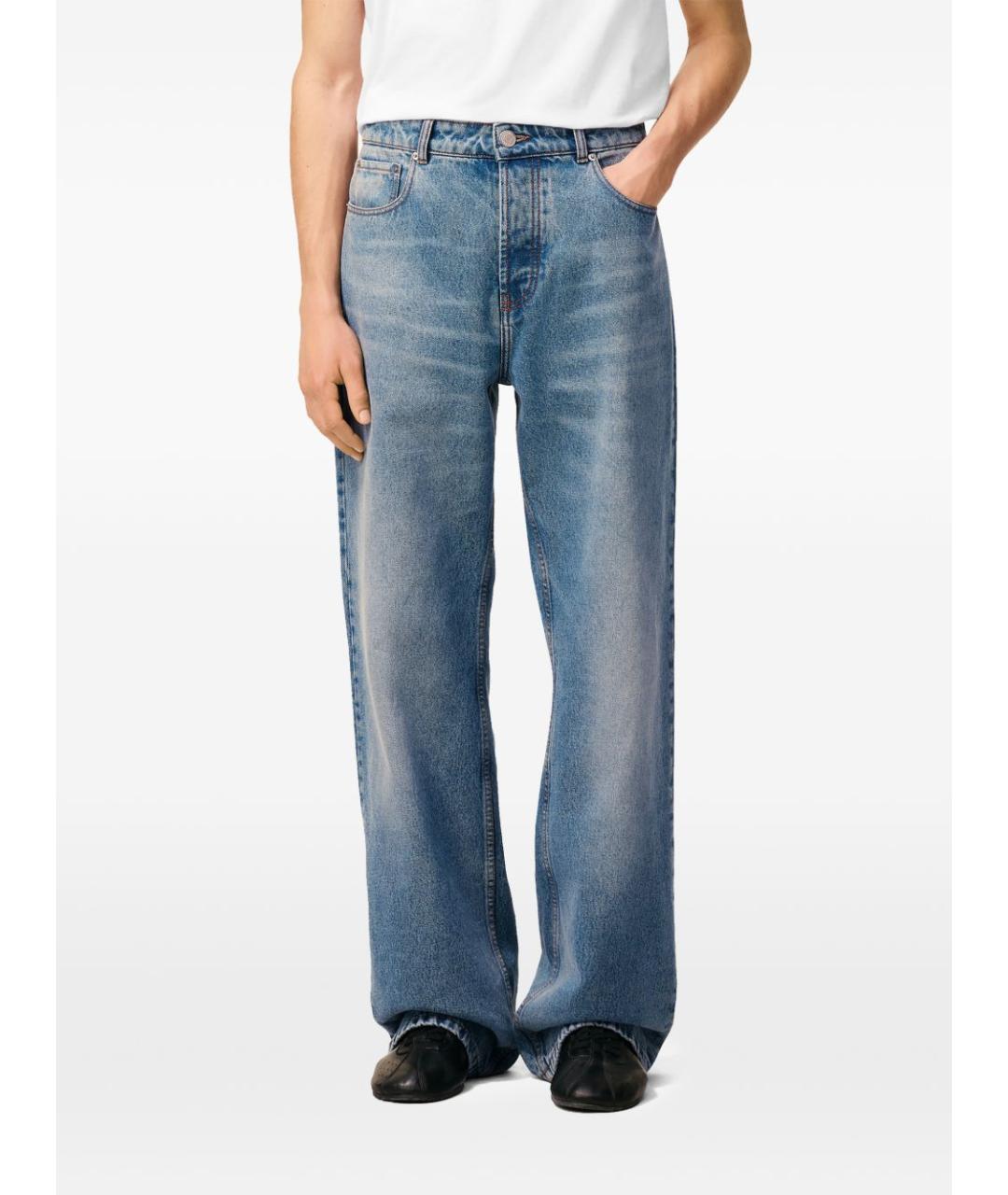 Ami Paris Голубые хлопковые прямые джинсы, фото 5