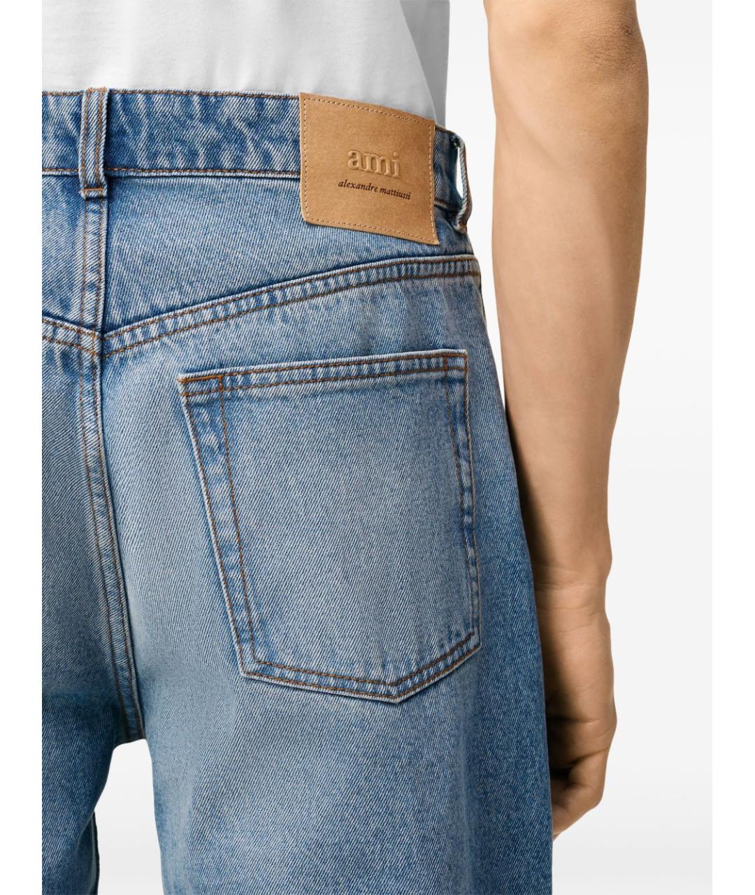 Ami Paris Голубые хлопковые прямые джинсы, фото 2