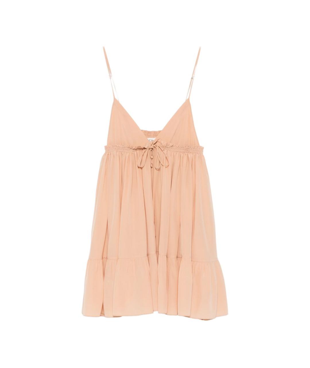 CHLOE Бежевое шелковое повседневное платье, фото 1