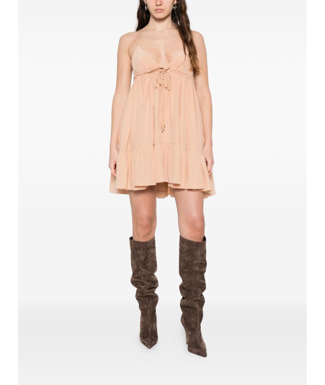 CHLOE Бежевое шелковое повседневное платье, фото 2