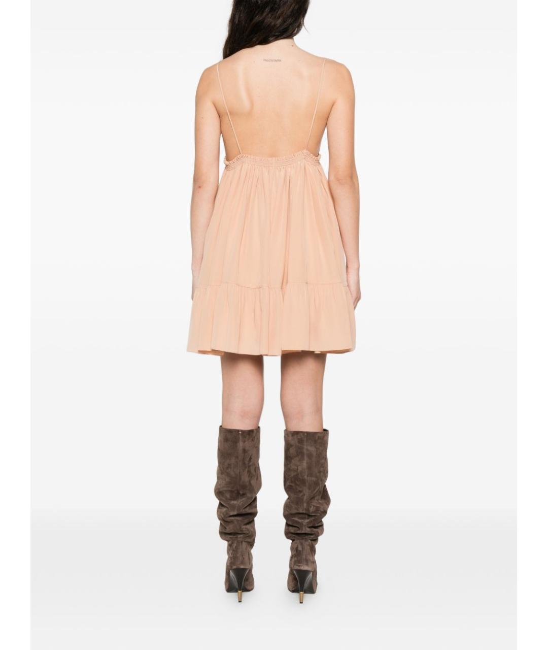 CHLOE Бежевое шелковое повседневное платье, фото 5