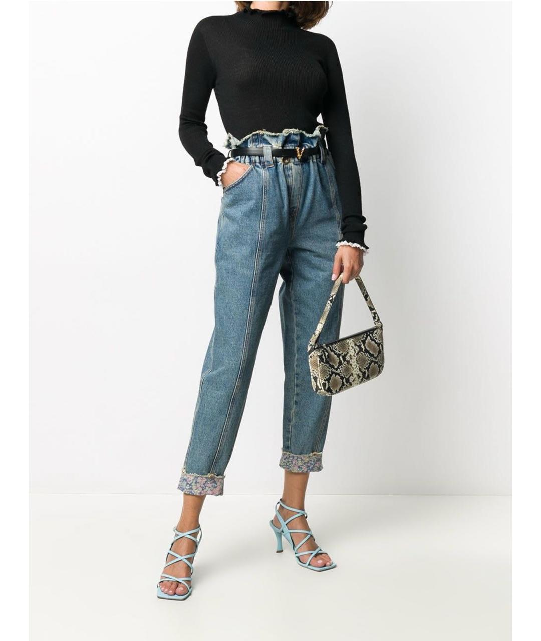 PHILOSOPHY DI LORENZO SERAFINI Синие хлопковые прямые джинсы, фото 5