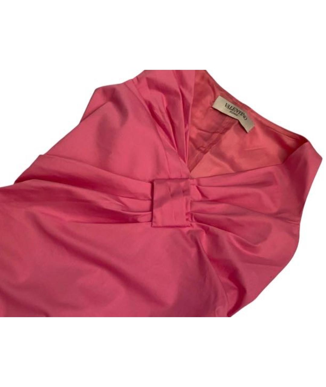 VALENTINO Розовое хлопко-эластановое вечернее платье, фото 2