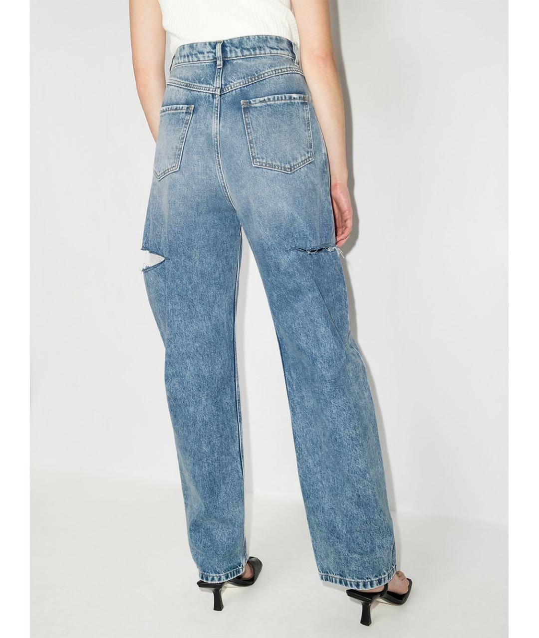 MAISON MARGIELA Голубые хлопковые прямые джинсы, фото 3