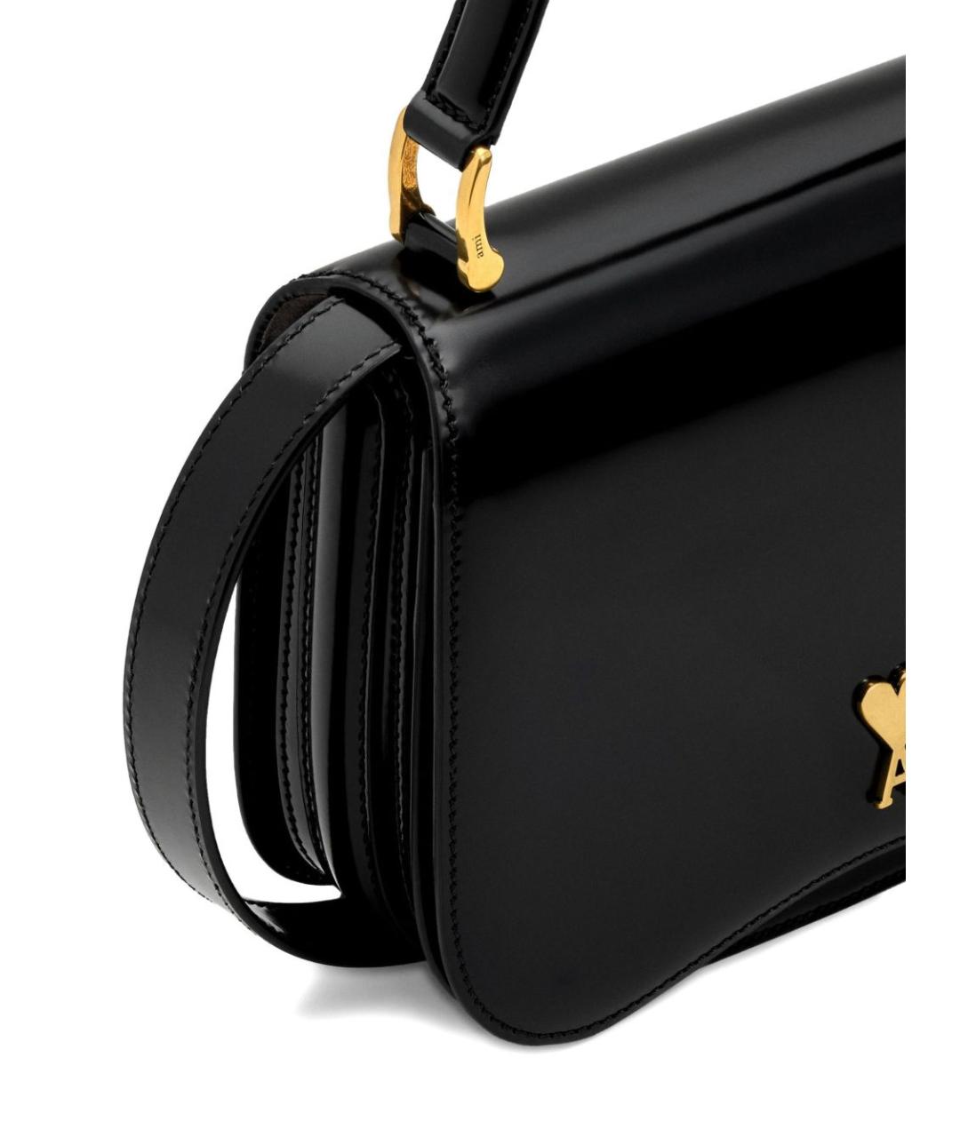 Ami Paris Черная кожаная сумка через плечо, фото 3