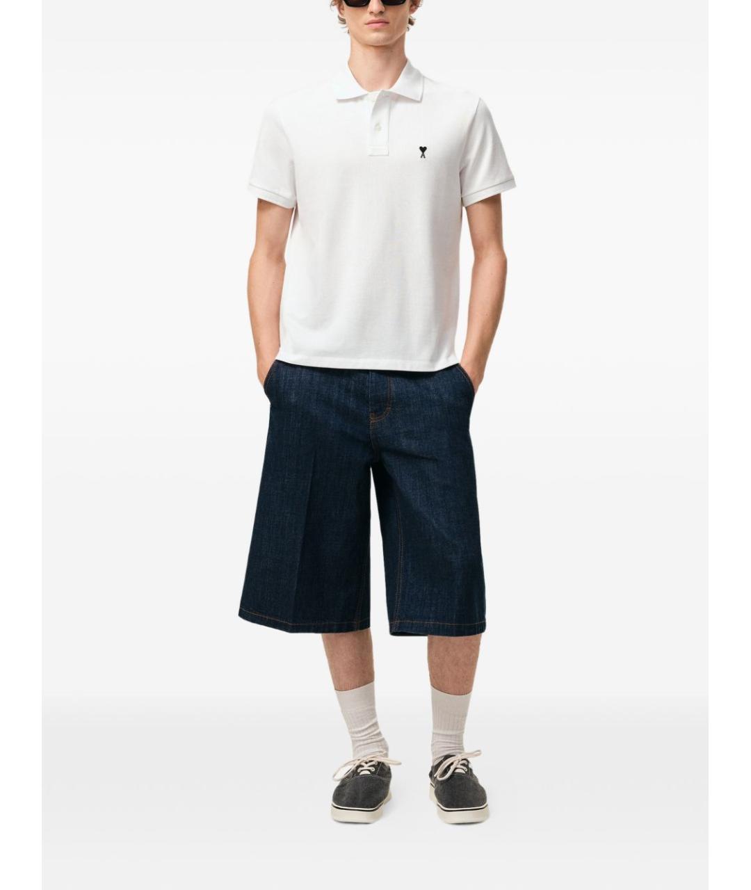 Ami Paris Белое хлопковое поло с коротким рукавом, фото 4