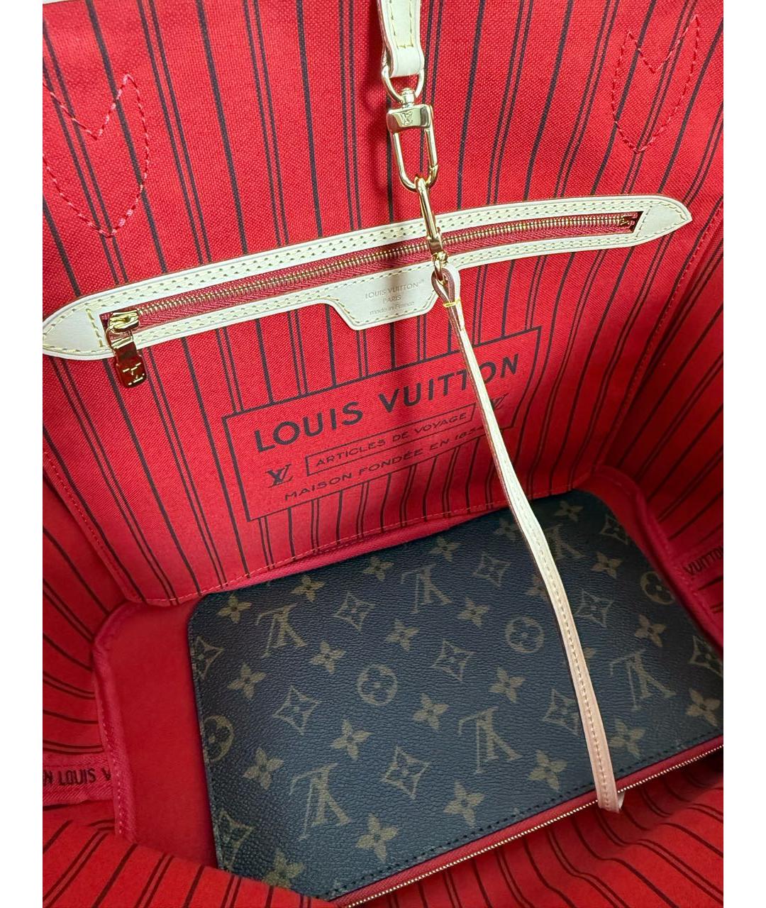 LOUIS VUITTON Коричневая кожаная сумка тоут, фото 2