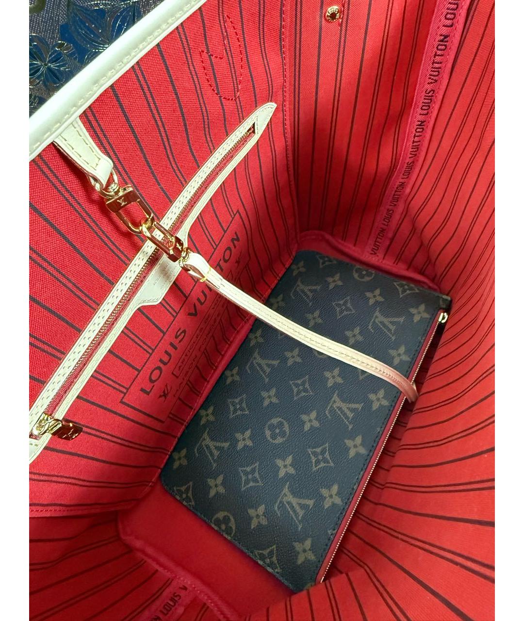 LOUIS VUITTON Коричневая кожаная сумка тоут, фото 5
