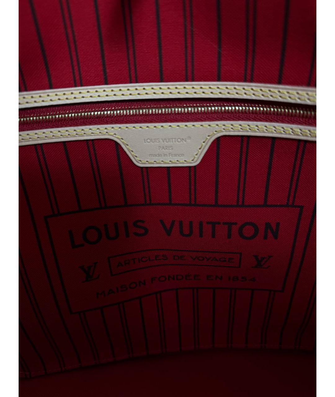 LOUIS VUITTON Коричневая кожаная сумка тоут, фото 7