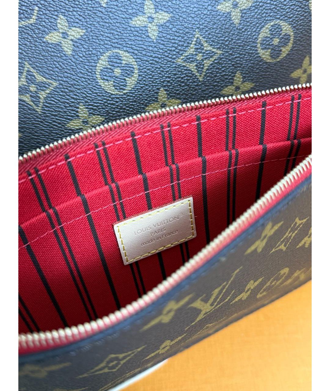 LOUIS VUITTON Коричневая кожаная сумка тоут, фото 6